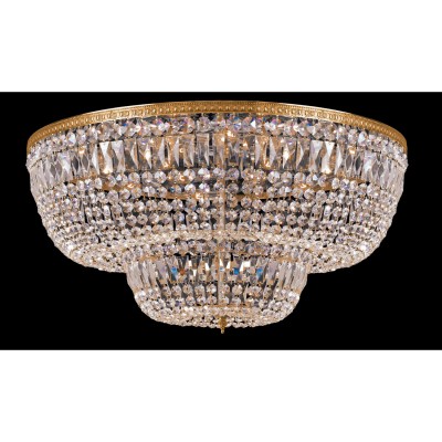 Group Cortland Olde Brass Twenty-Four-Light Crystal Flush Mount