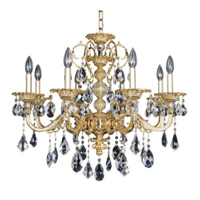  Gold Eight-Light 28.5-Inch Wide Chandelier with Firenze Clear Crystal