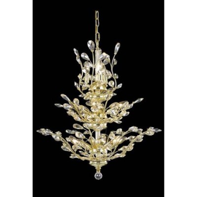 Gold 13-Light Chandelier with Golden Shadow Royal Cut Crystal