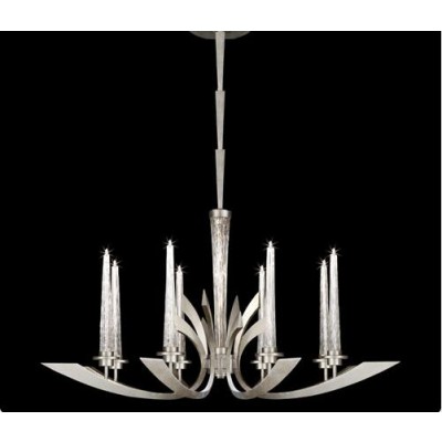Silver Eight-Light Chandelier in Silver Leaf Finish