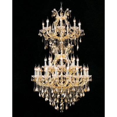 Gold plated maria theresa foyer crystal chandelier with golden teak crystal drops