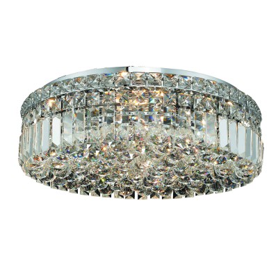 Maxim Chrome Six-Light 20-Inch Flush Mount with Royal Cut Clear Crystal