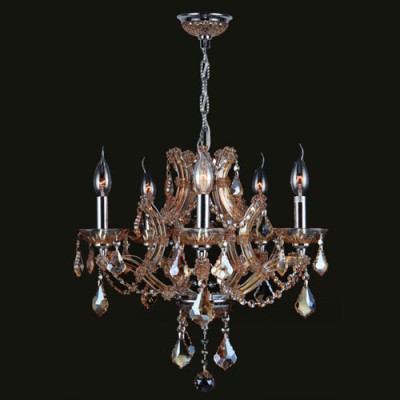 Five-Light Chrome Finish with Amber Crystal Chandelier