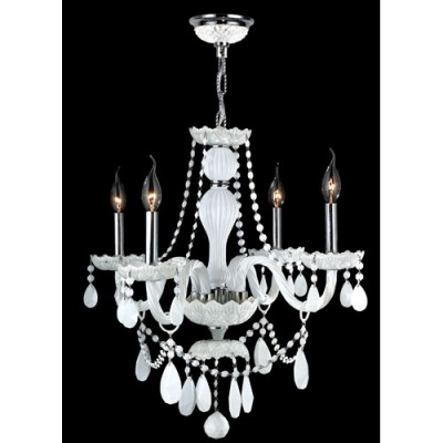 Four-Light Chrome Finish with White Crystal Chandelier