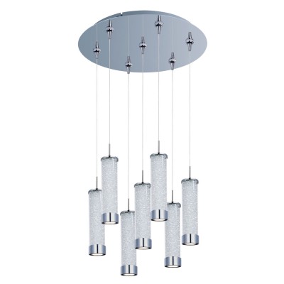Polished Chrome Seven-Light LED 17-Inch RapidJack Pendant with Clear Crystal Glass