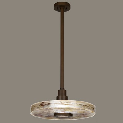 Crystal Bakehouse One-Light Pendant in Bronze Finish with Handcrafted, Polished Block of Carnelian and Citrine Crystal Shards