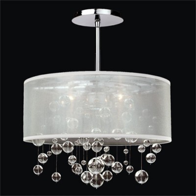 Silhouette Crystal Three Light Pendant with Double Lined Sheer Shade