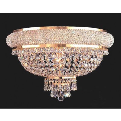 6 light flush mount crystal ceiling light in gold finish