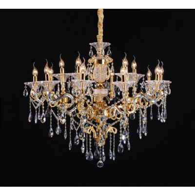 Gold plated traditional 15 light crystal Chandelier
