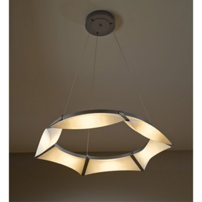 Burnished Steel LED Pendant with Spun Frost Shade