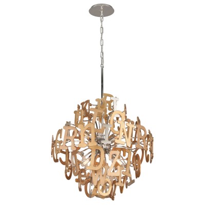 Stainless Steel and Multi-Leaf 30-Inch Twelve-Light Pendant