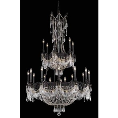 Bronze 27-Light Chandelier with Royal Cut Crystal