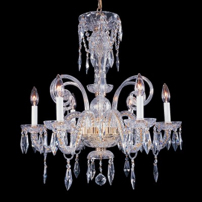  6 Light Continental Chandelier, Gold plated finish