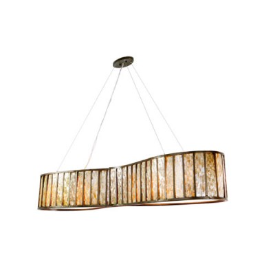 Bronze Six-Light Pendant with Sustainable Towers of Natural Capiz Shades