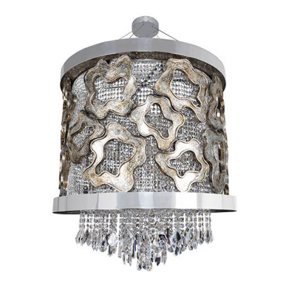 Chrome Nine-Light 39-Inch Round Pendant with Firenze Clear Crystal