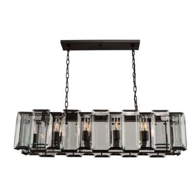 Palisades Matte Black Ten-Light Island Fixture