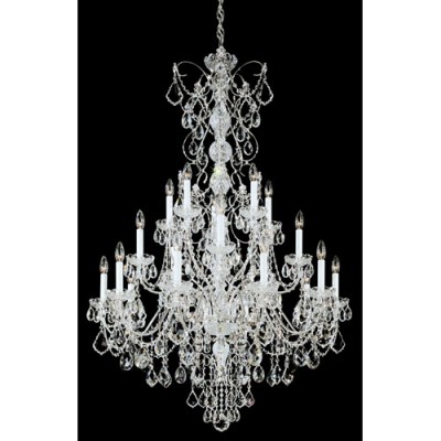Century Silver 20-Light Clear Heritage Handcut Crystal Chandelier, 37W x 54.5H x 37D