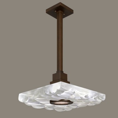 Crystal Bakehouse One-Light Pendant in Bronze Finish with Handcrafted, Polished Block of Crystal River Stones