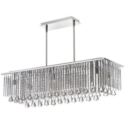 Ten-Light Polished Chrome and Clear Crystal Rectangular Pendant