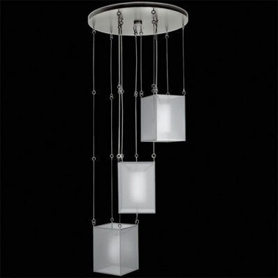 Three-Light Drop-Light in Silver Leafed Finish