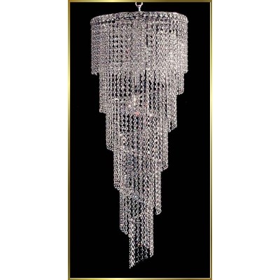 9 lights spiral crystal chandelier in polished chrome finish