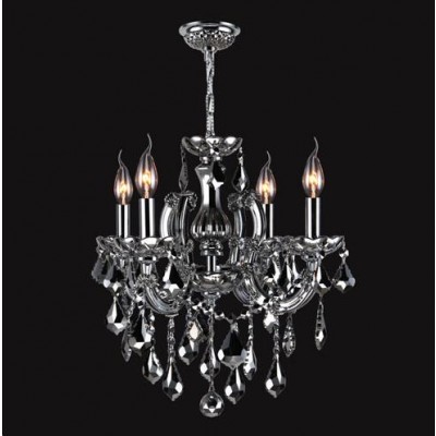 Four-Light Chrome Finish with Chrome Crystal Chandelier