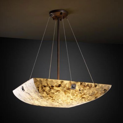 Group Alabster Rocks! 36-Inch Bowl 6000 Lumen LED Pendant with Large Square Point Finials