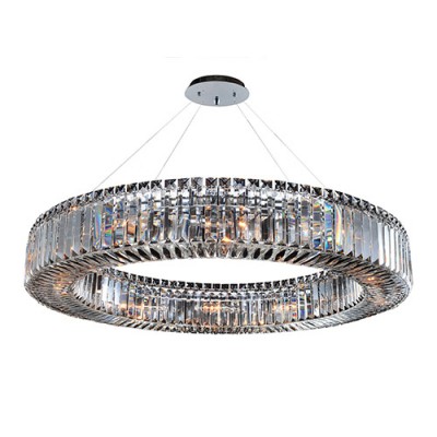 Chrome 12-Light Round Pendant with Firenze Clear Crystal