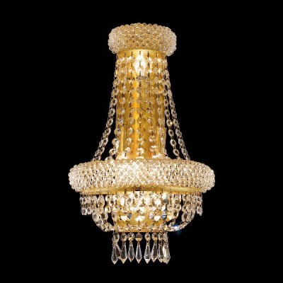 4 Light Primo Tall Crystal Wall Sconce in gold plated finish