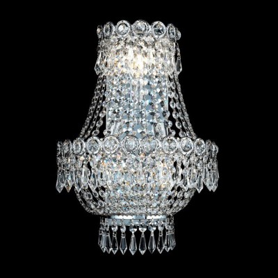 3 Light Century Crystal Tall Wall Sconce in polished chrome finish