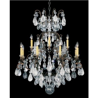 Bronze 13-Light Chandelier with Clear Rock Crystal
