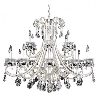 Silver 18-Light 42-Inch Wide Chandelier with Firenze Clear Crystal