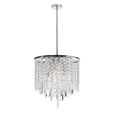 Six-Light Polished Chrome and Clear Crystal Pendant