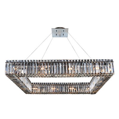 Chrome 16-Light Square Drum Pendant with Firenze Clear Crystal