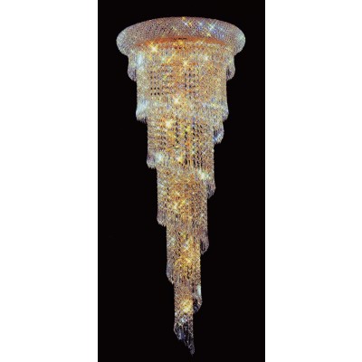 14 lights spiral crystal chandelier in gold plated finish