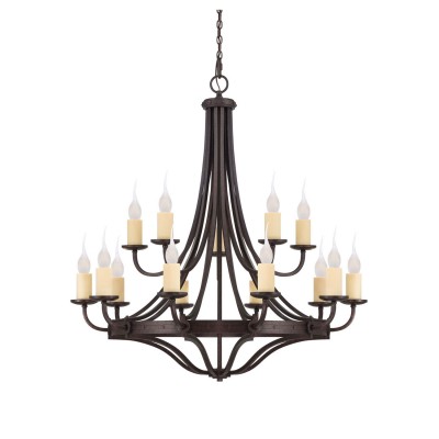 Oiled Copper Fifteen-Light Chandelier