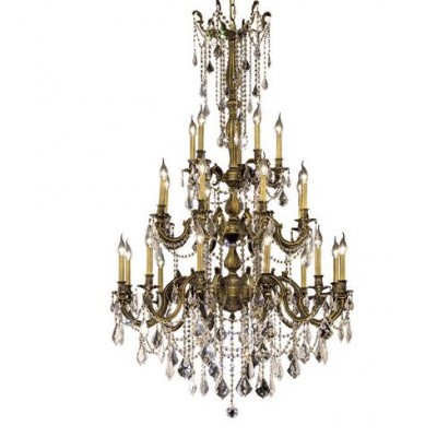 Bronze Twenty-Five Light 38-Inch Chandelier with Royal Cut Clear Crystal