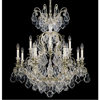 Silver 13-Light Clear Heritage Handcut Crystal Chandelier, 32W x 37H x 32D