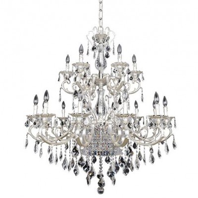 Silver 21-Light Two Tier Chandelier with Firenze Clear Crystal