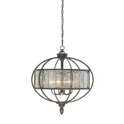 Florence Bronze Gold and Antique Mirror Six-Light Chandelier