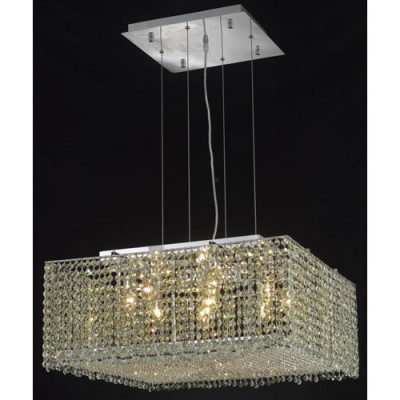 Moda Square Chrome Nine-Light 22-Inch Pendant with Swarovski Strass Clear Crystal