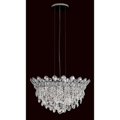 Strands Stainless Steel Six-Light Round Short Pendant with Clear Heritage Crystal