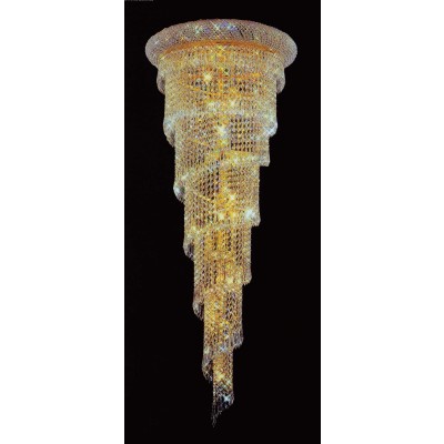 17 lights spiral crystal chandelier in gold plated finish