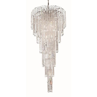 Falls Chrome Eleven-Light 25-Inch Chandelier with Royal Cut Clear Crystal