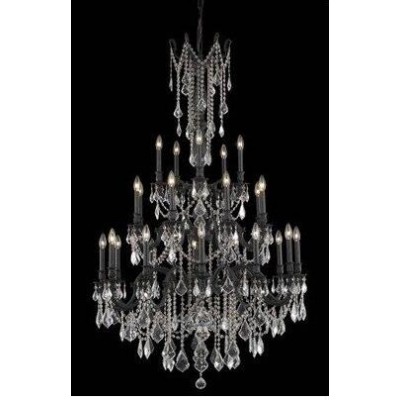 Bronze Twenty-Five Light Chandelier with Clear Royal Cut Crystals