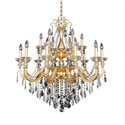 Gold 18-Light Chandelier with Firenze Clear Crystal