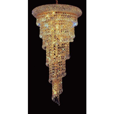 8 lights spiral crystal chandelier in gold plated finish