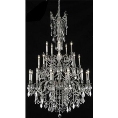  Pewter Twenty-Five Light Chandelier with Clear Royal Cut Crystals