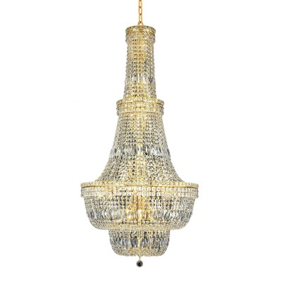  Gold Thirty-Four Light 28-Inch Chandelier with Royal Cut Clear Crystal