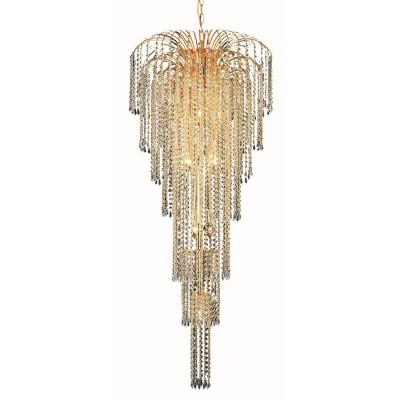Falls Gold Eleven-Light 25-Inch Chandelier with Royal Cut Clear Crystal